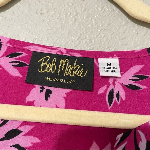 Bob Mackie Hot Pink Sleeveless Button Front Mini Dress Womens Medium Summer - Picture 2 of 9